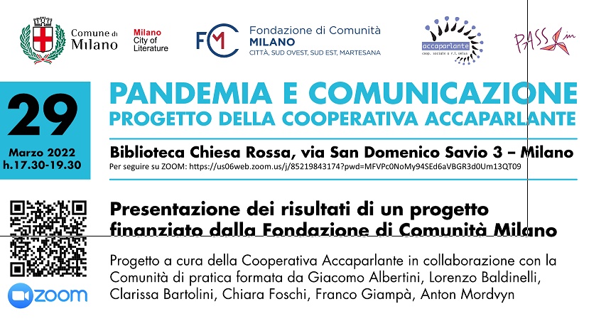 Progetto Pandemia e comunicazione: il 29 marzo l’evento finale, in presenza a Milano e online su Zoom